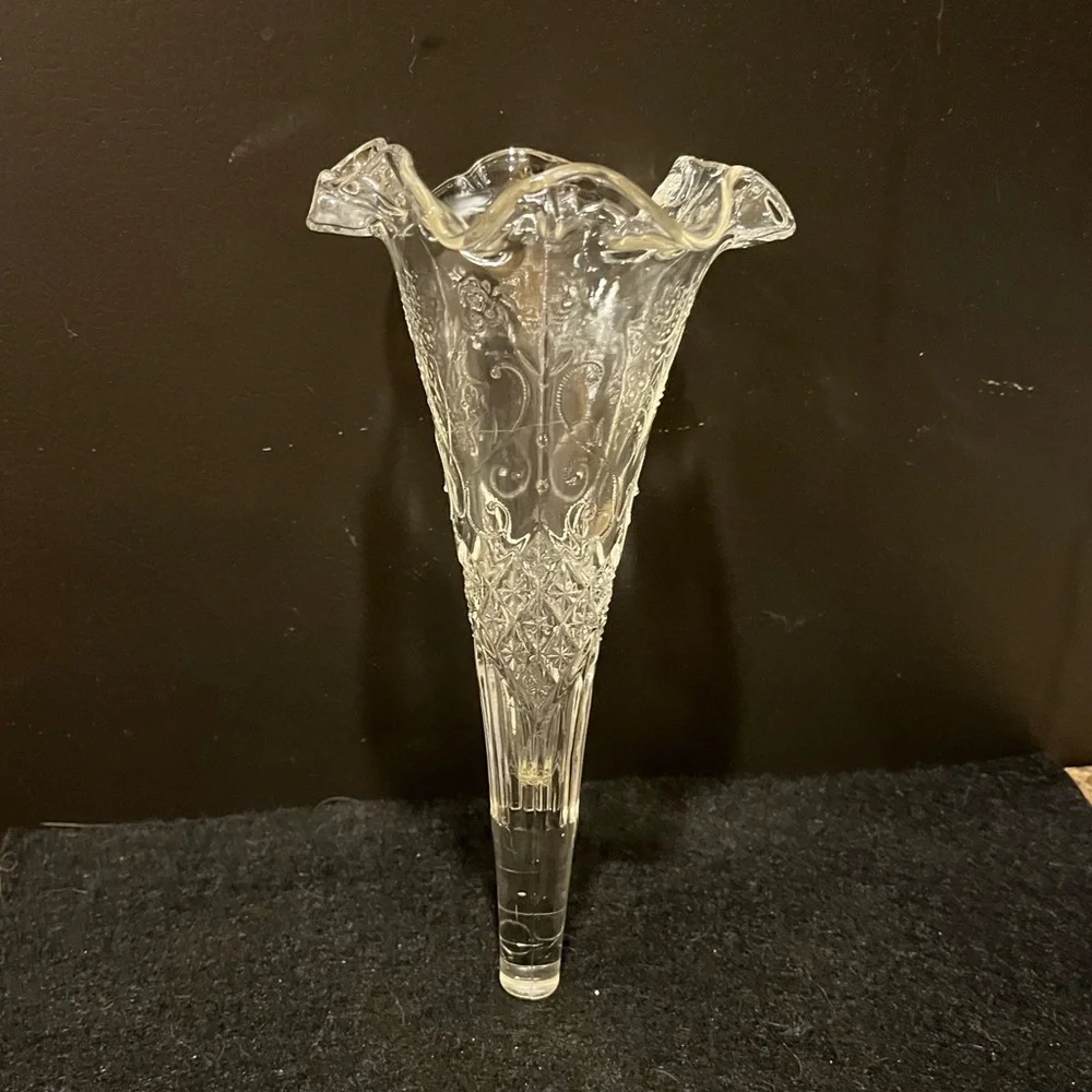 Vintage Automobile Limousine Glass Bud Vases Set of 2